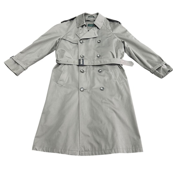 Lauren Ralph Lauren Mens Khaki Double Breasted Trench Coat Removable Liner 40L